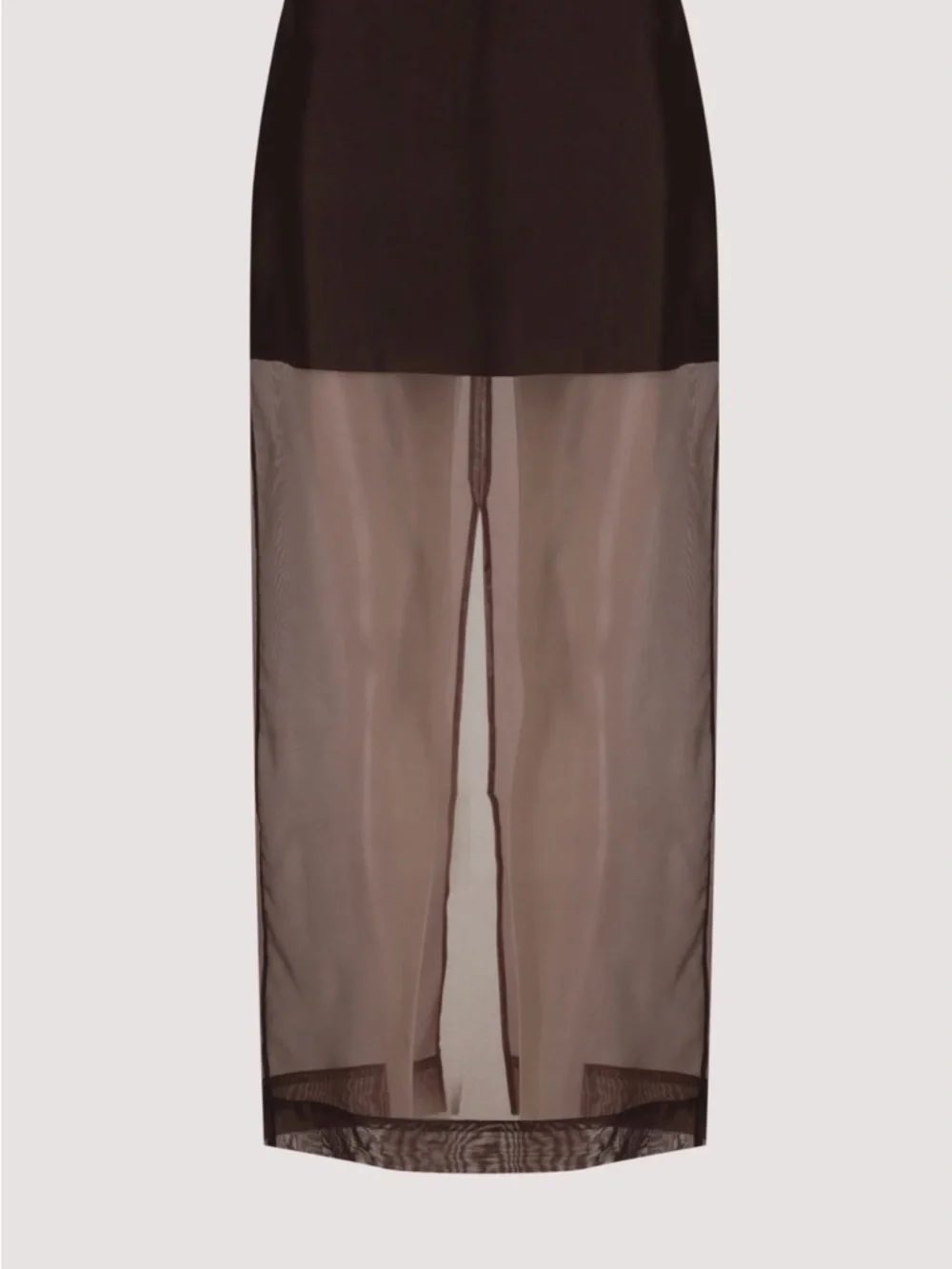Sian Dark Choc Silk Organza Midi Skirt- Brown - Picture 3 of 12